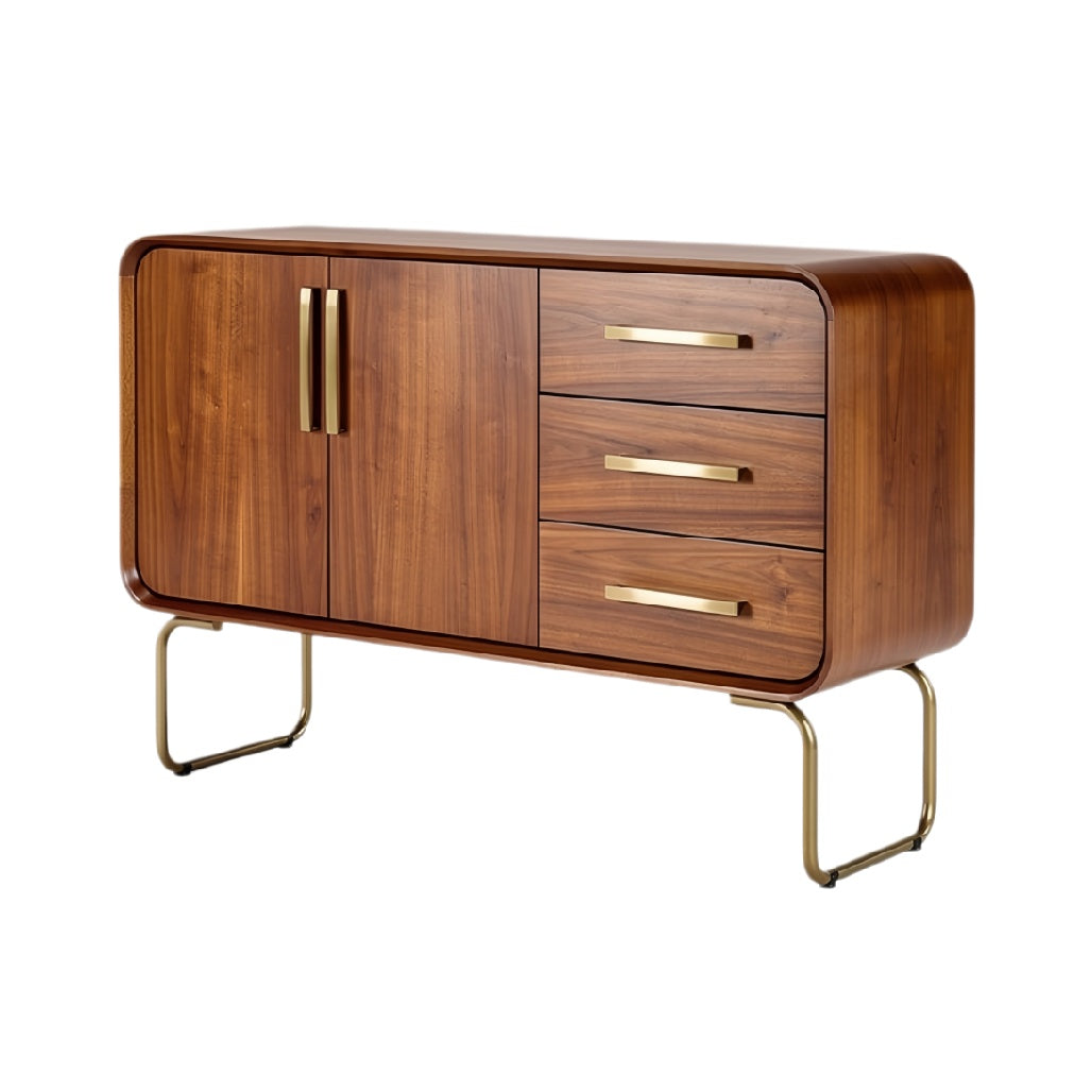 Moderne houten console met gouden accenten**