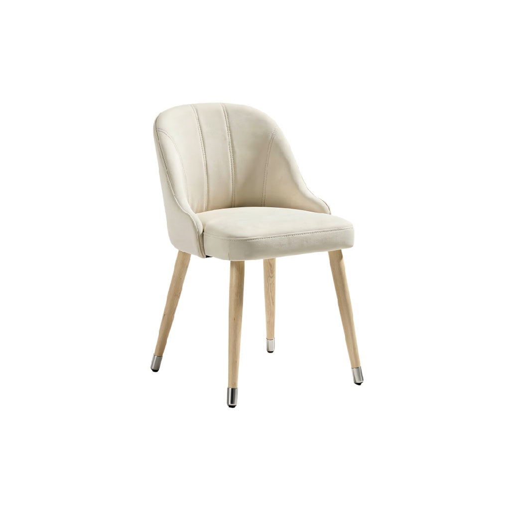 **Moderne Beige Stoel met Houten Poten**
