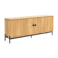 Modern Eiken Houten Dressoir met Zwarte Metalen Onderstel**